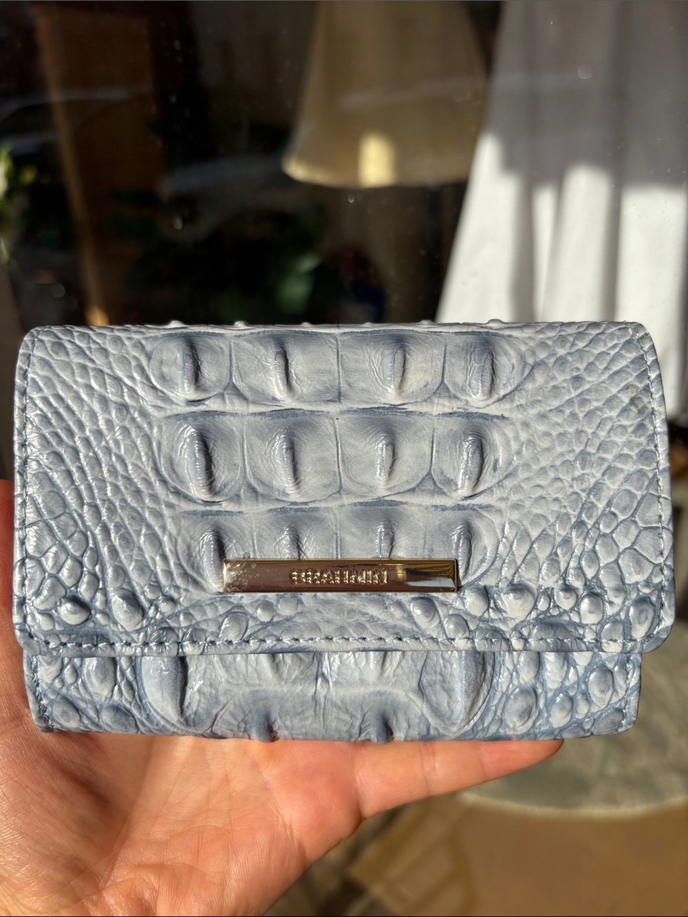 Brahmin Kerra Croc-Embossed Leather Wallet blue